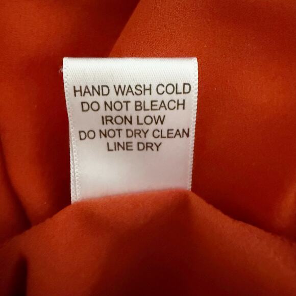 ALICE BLUE x STITCHFIX | Orange Pleated Gold Polka Dots Chiffon Blouse | Medium - Picture 7 of 7